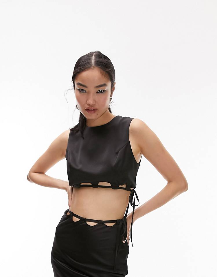 Topshop scalloped top in black - part of a set